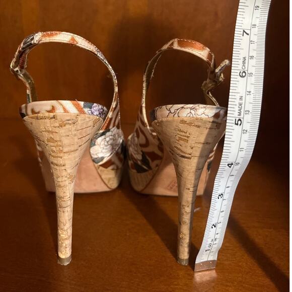 Aldo open toed espadrille sling back floral print heels size 6 - Picture 4 of 10